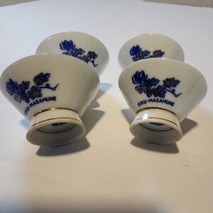 Kiku-Masamune White and Blue Ceramic Sake Cups
